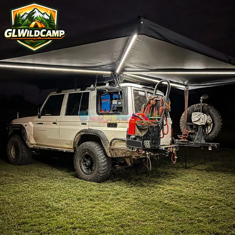 Camping Van Outdoor 4x4 Car Tent Roof Side Awning 180 270 Degree 4wd Offroad Free Standing Led 270 Degree Awning With Side Wall