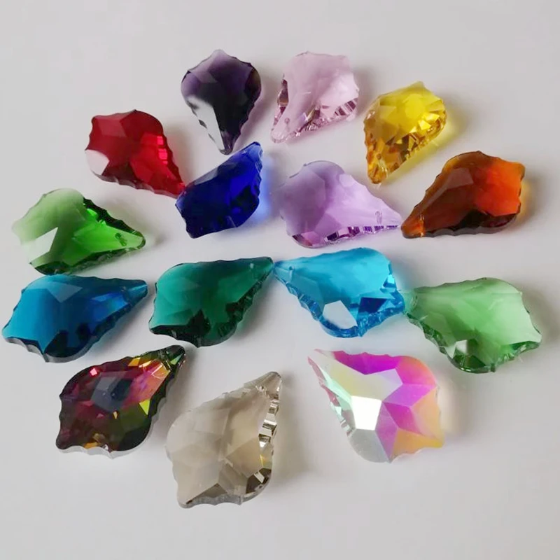 38mm/50mm/63mm All Colors Maple Leaf Crystal Prism Suncatchers Chandelier Parts Glass Lighting Hanging Pendants