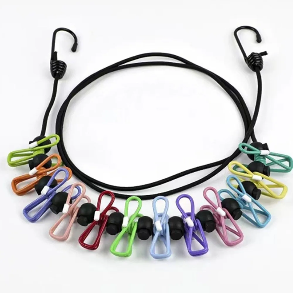New Portable Retractable Clothesline with 12 Clips Foldable Drying Line Non-Slip 1.8M Hanging Rack Camping Accessories