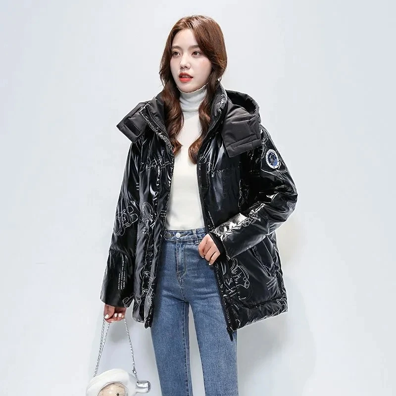 White Duck Down Jacket Womens Clothing 2024 New Long Winter Parka Korean Loose Thicken Down Coat Hooded Female Outerwear