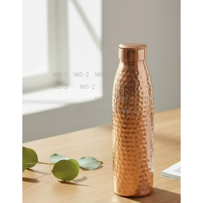 Pure Copper Handmade Water Bottle, Leakproof Traditional Metal Canteen for Daily, Yoga and Outdoor Sports
