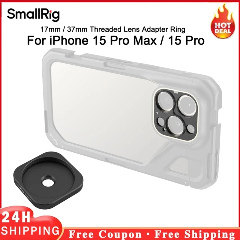 SmallRig 17mm / 37mm obiektyw do montażu tylnego dla iPhone 15 Pro Max/15 Pro klatka, tylna płytka do montażu obiektywu 4399 4394
