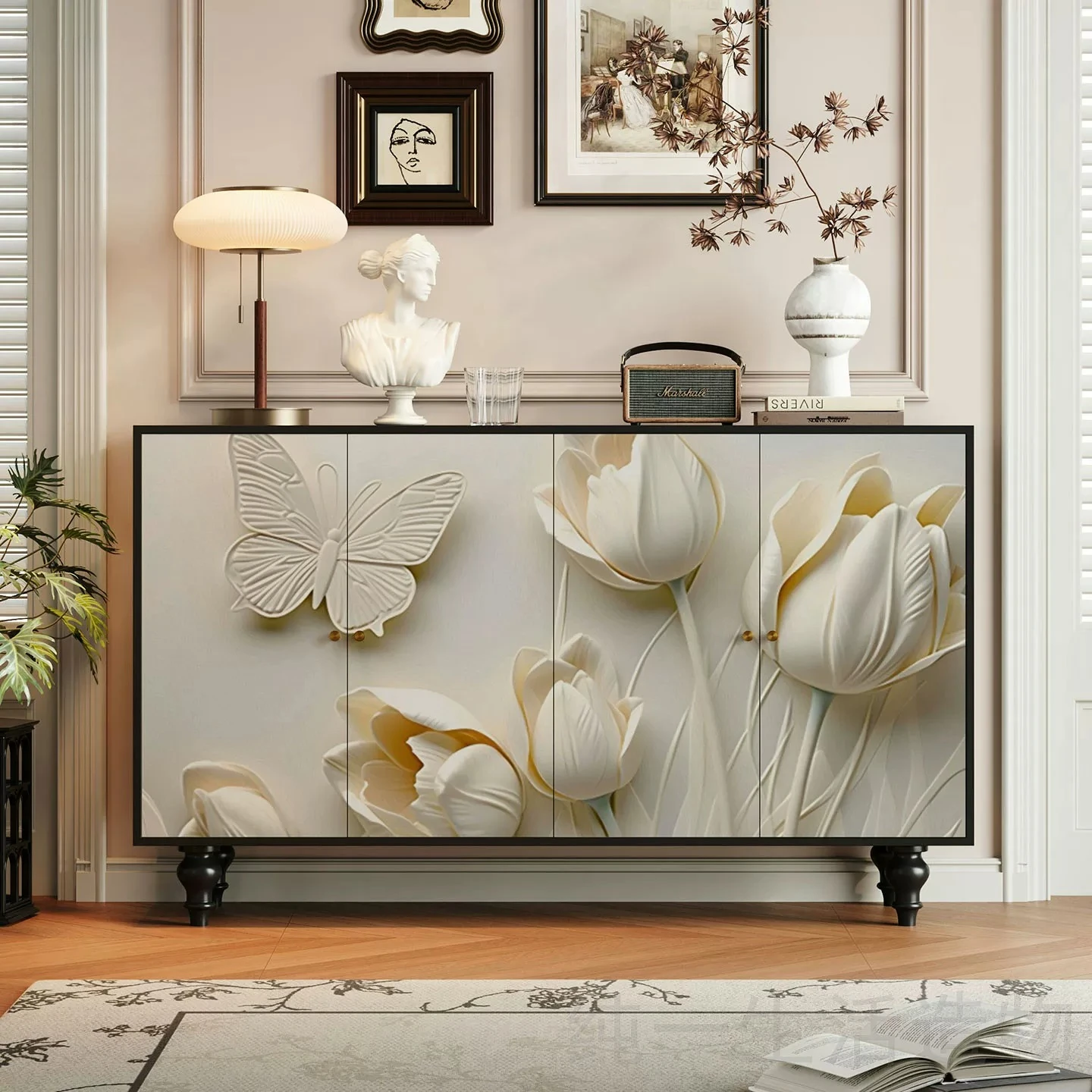 Magnolia solid wood home dining side cabiet living room porch cabint storage cainet cream wind bedroom locker shoe cabinet