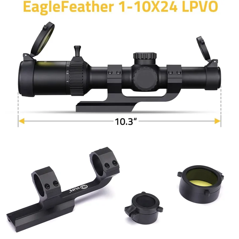 

CVLIFE 1-10x24 LPVO Rifle Scope 30mm Cantilever Mount 5 Levels Red Green Illumination Reticle SFP Zero Reset