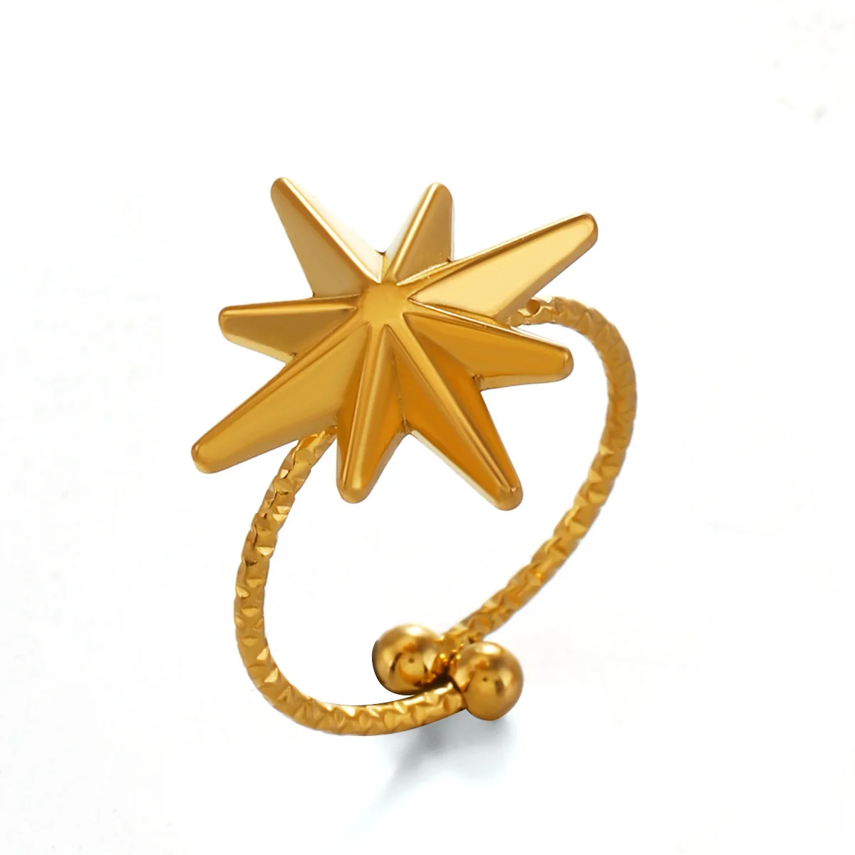 Geometric Sparkling Star Ring French Romantic Couple Jewelry Stainless Steel Open Ringsкольцо Ромашkи