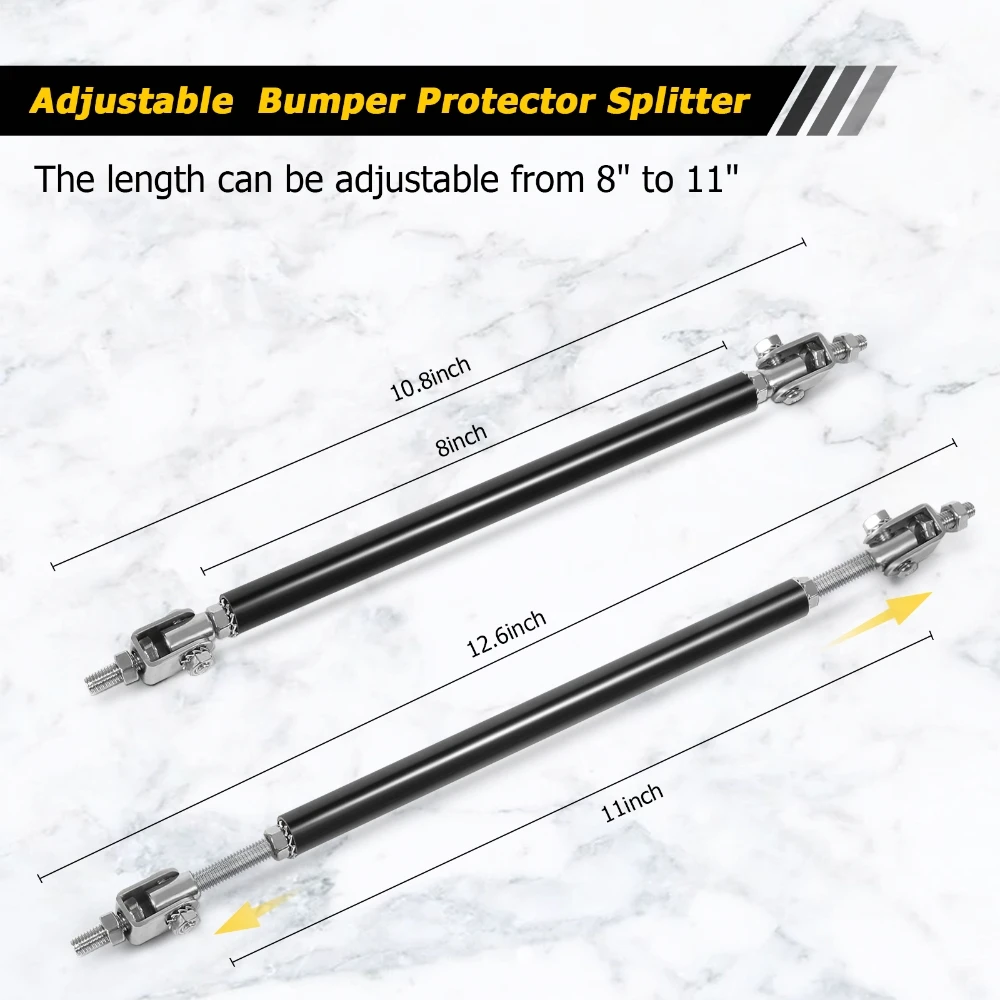 200mm Adjustable Front Bumper Lip Splitter Strut Rod Tie Support Bars Universal fit for Any cars, SUVs, trucks Spoiler view 4