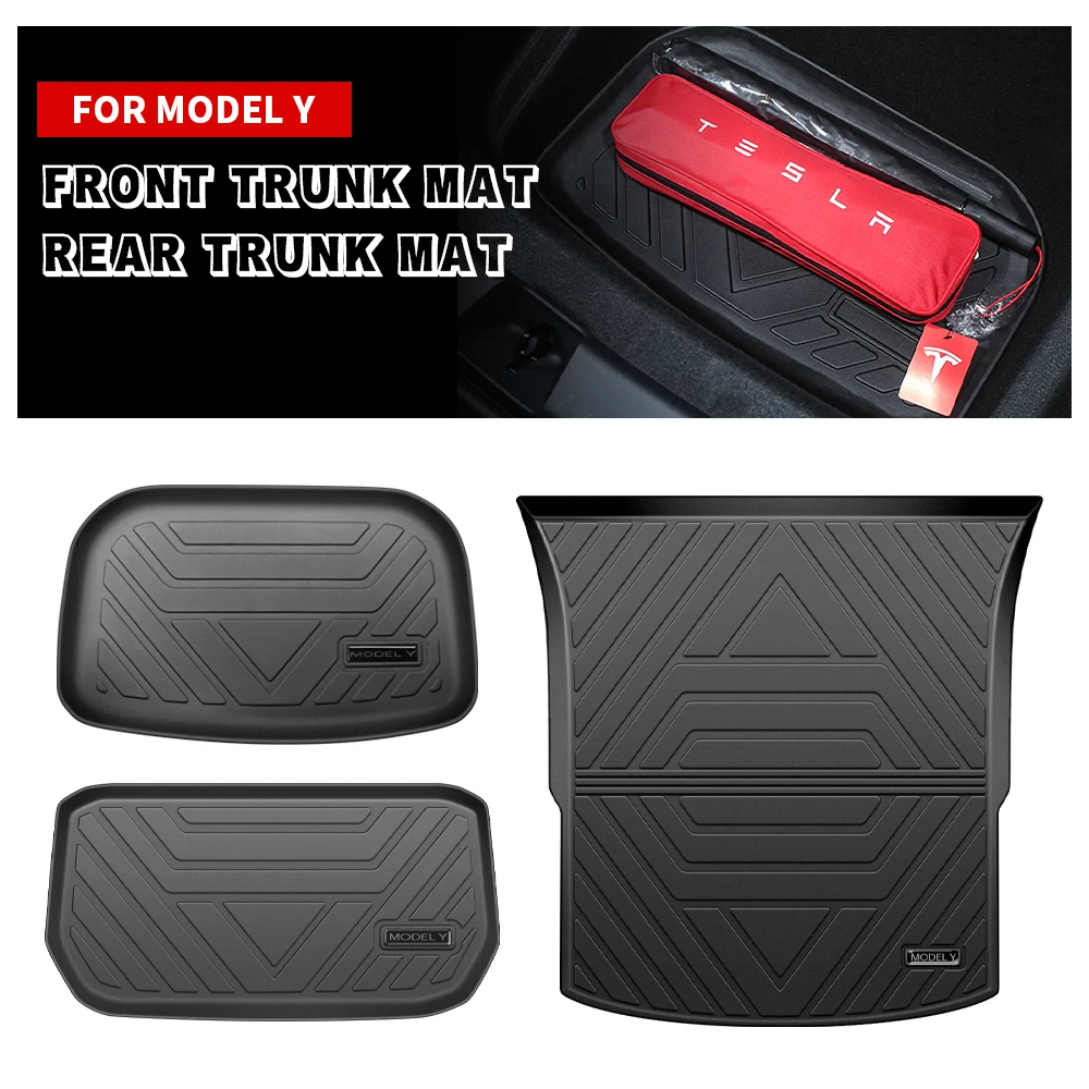 Upgrade Car Front Rear Trunk Mats Storage Pads Cargo Tray For Tesla Model Y Accessories Dustproof Waterproof Protecion Cushion