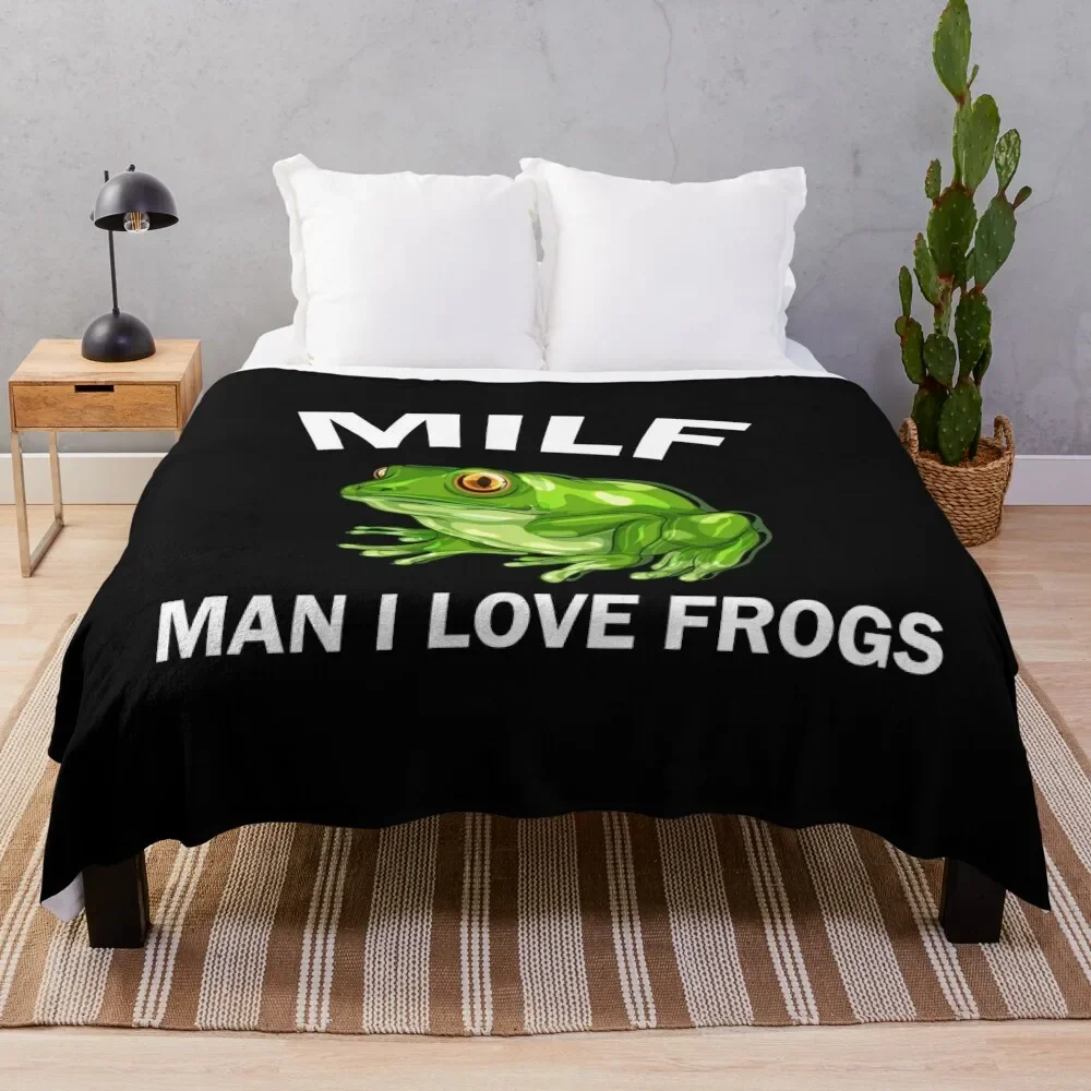 Man i love frogs bumper Throw Blanket Cute Flannel Blankets