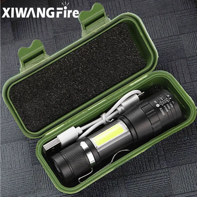 Latarka T6 COB Light Przenośna latarka LED z wbudowanym akumulatorem Zoom Flash Light 3 tryby Wodoodporna latarka awaryjna