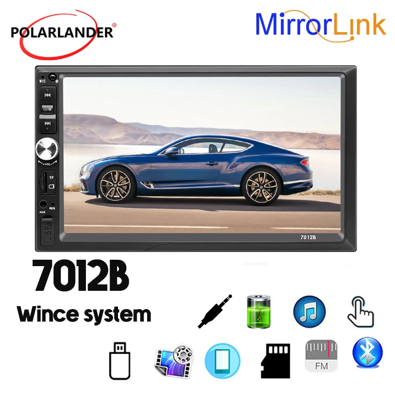 

Polarlander 2 Din 7" Autoradio Multimedia MP5 Player BT USB TF FM Camera 7012B Touch Screen Car Radio Auto Audio Stereo Receiver