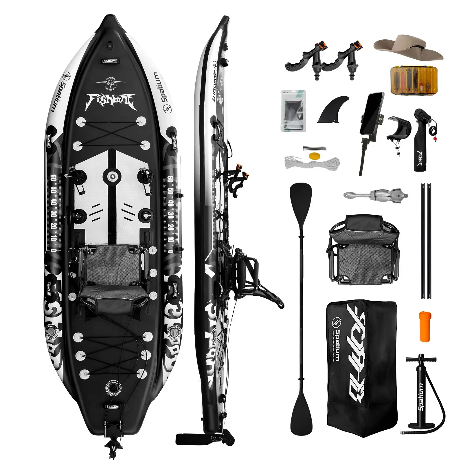 Inflatable Fishing Kayak, 1 Person Pedal Drive System with Seat and Steering Rudder, Drop Stitch PVC, for Lake River Touring