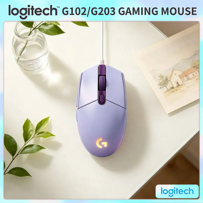 Logitech G102 Gaming Mouse 8000 DPI HERO Sensor 1ms Report Rate Ergonomic Grip for Pro Amateur Gamers
