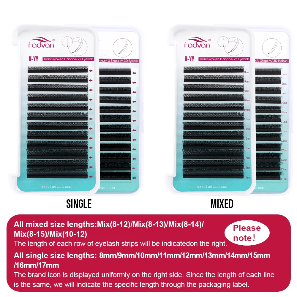 Fadvan U Shaped YY Parallel Flower Fake Eyelashes Cosplay Double Tips Lashes 2D YY Lashes Premade Fans Volume False Lash Makeup