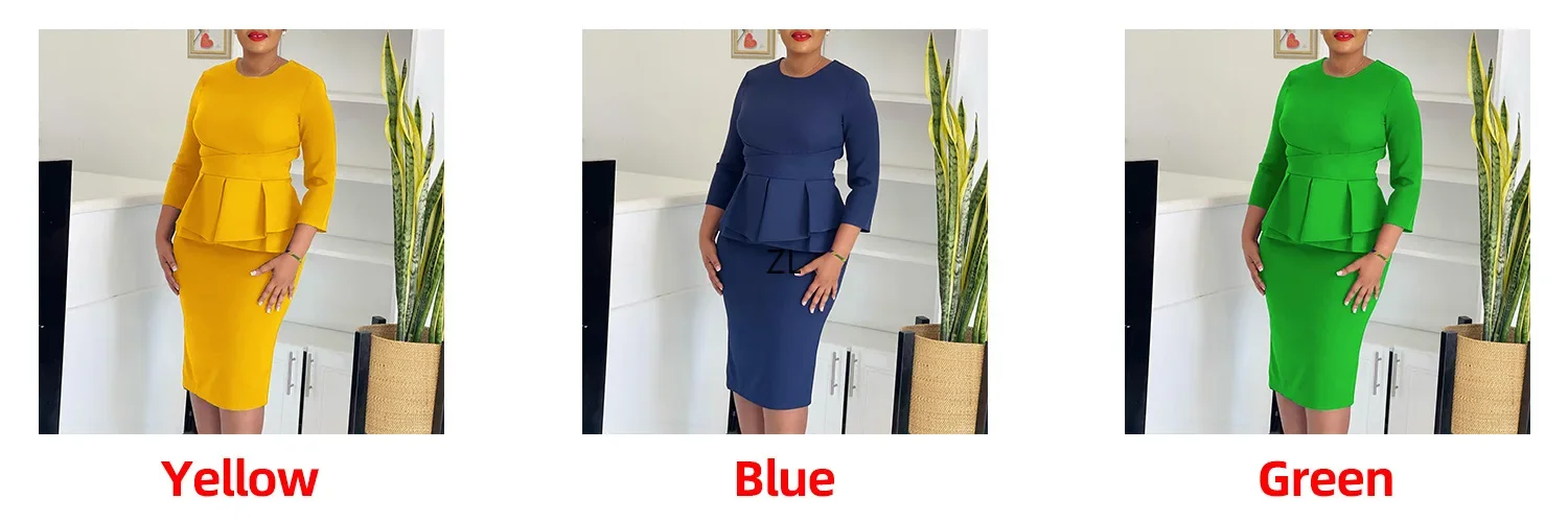 3xl plus size Sommer Herbst Frauen elegante Büro Midi Kleider Damen Bodycon O-Neck Mode sexy Arbeit Bleistift kleid