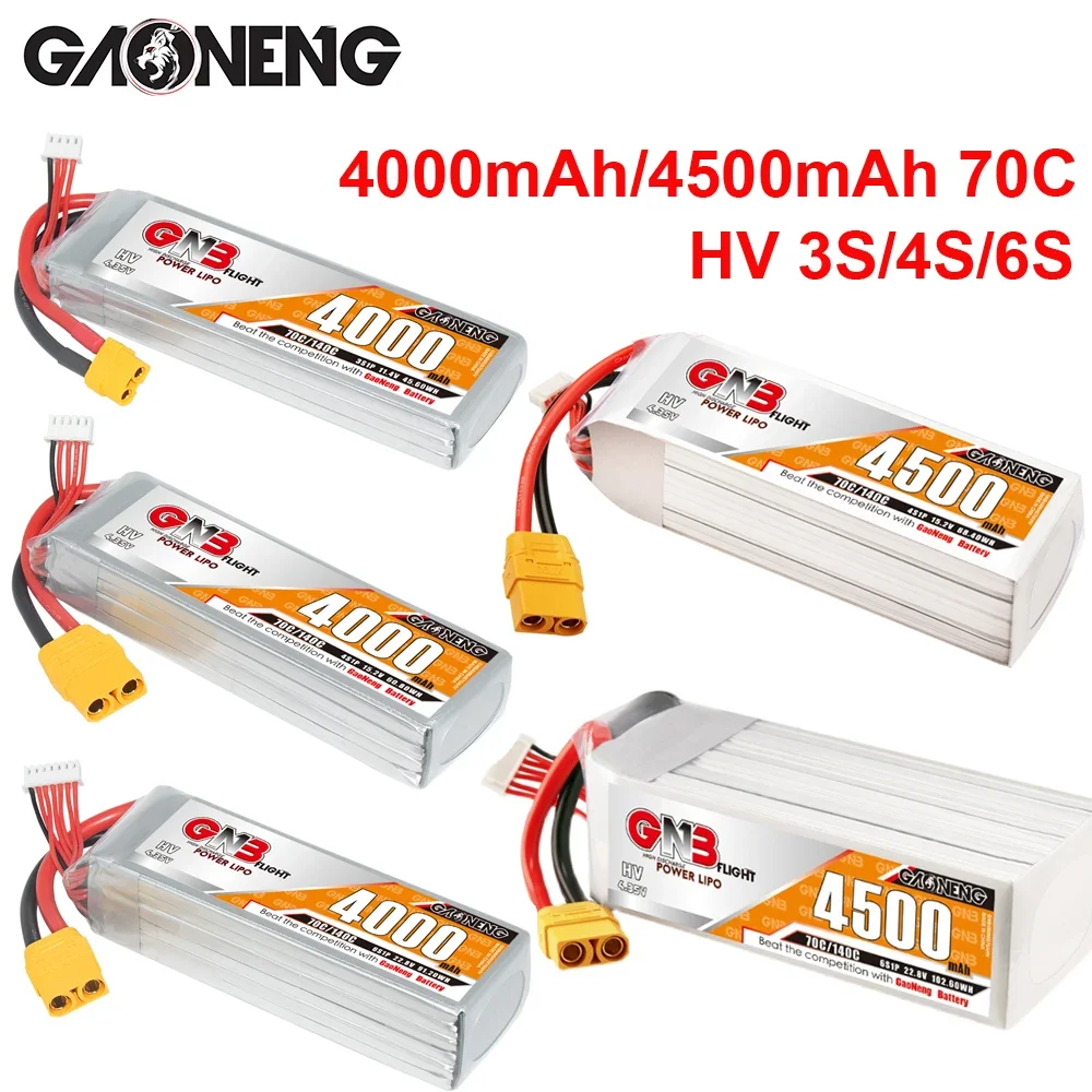 

GNB 4000mAh/4500mAh 70C/140C 11.4V/15.2V/22.8V HV Lipo Battery For FPV Drone RC Quadcopter Helicopter Car UAV 3S 4S 6S LiHV