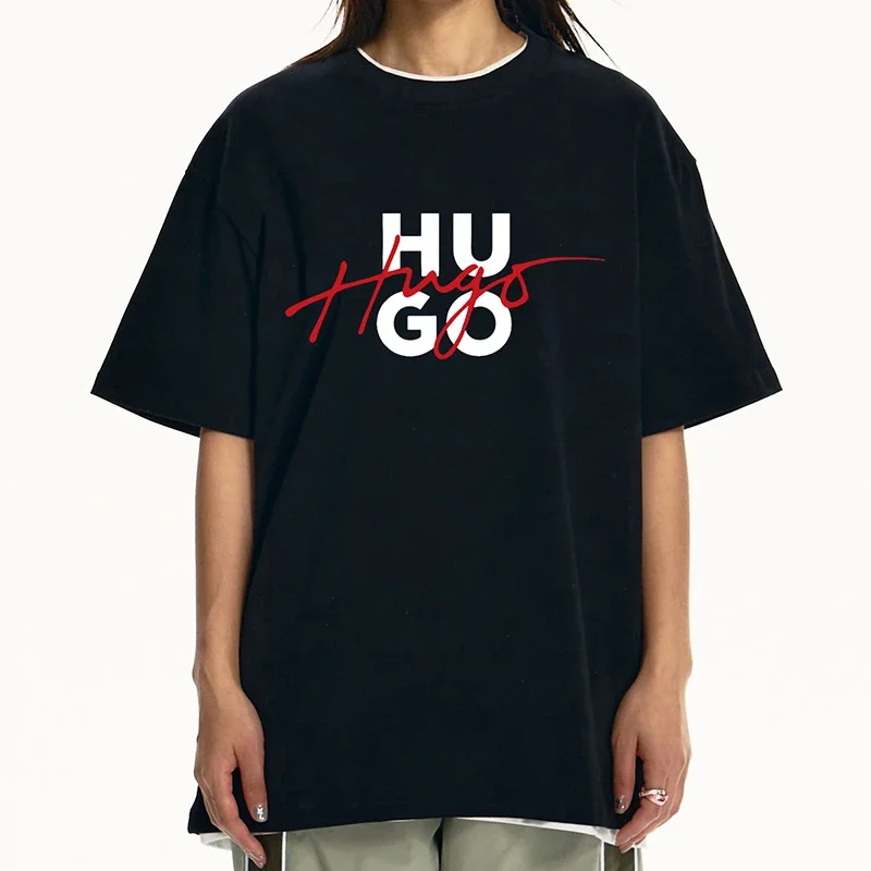 

New Arrival Unisex Cotton T-shirts Letter Printed Round Neck T-shirts Women Casual Loose Tops Hip Hop Style High Street Tees