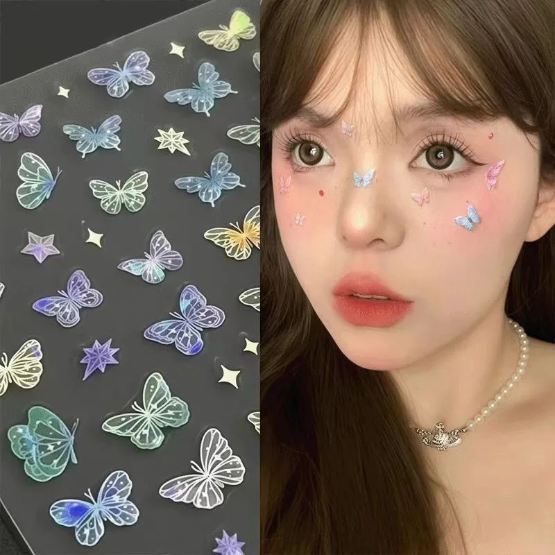 

Butterfly Wing Stickers Iridescent Flowing Light Waterproof Non Toxic Multifunctional for Scrapbook Nail Art Kids Nails