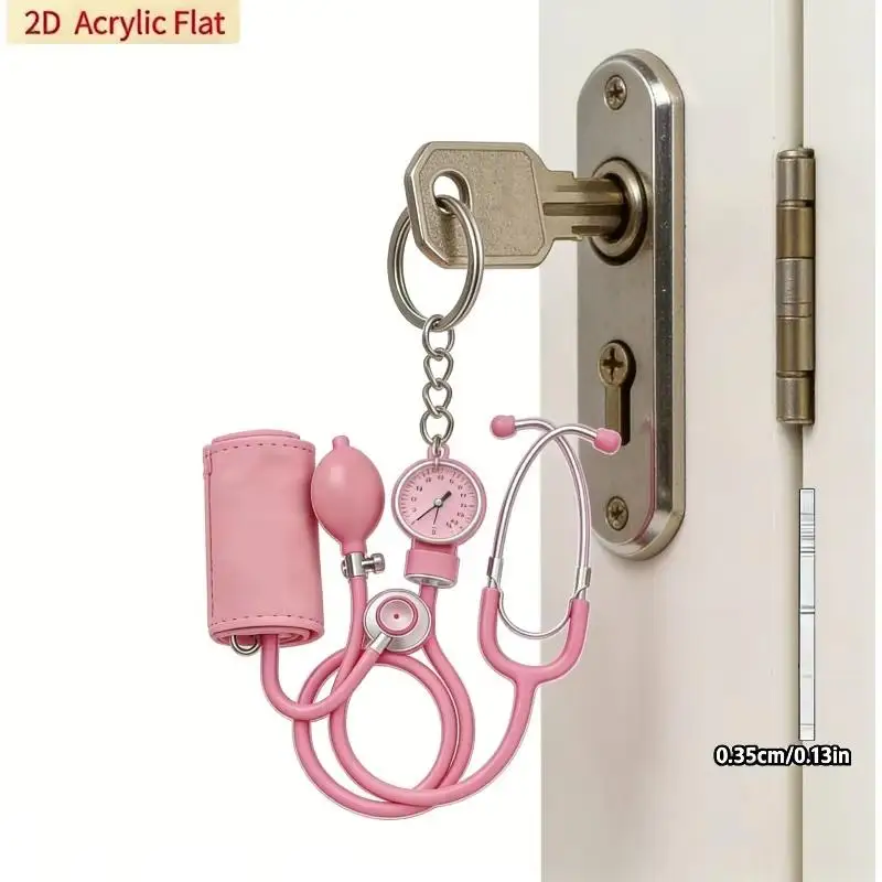 ★▲Acrylic Stethoscope Sphygmomanometer Keychain Creative Medical Pendant Special Nurse Day Gift for ICU ER Department Staff