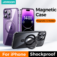 Joyroom Magnetic Case With Holder for iPhone 15 14 Pro Max Frosted Wireless Charging Ring Holder Phone Cove Strong Magnet Case