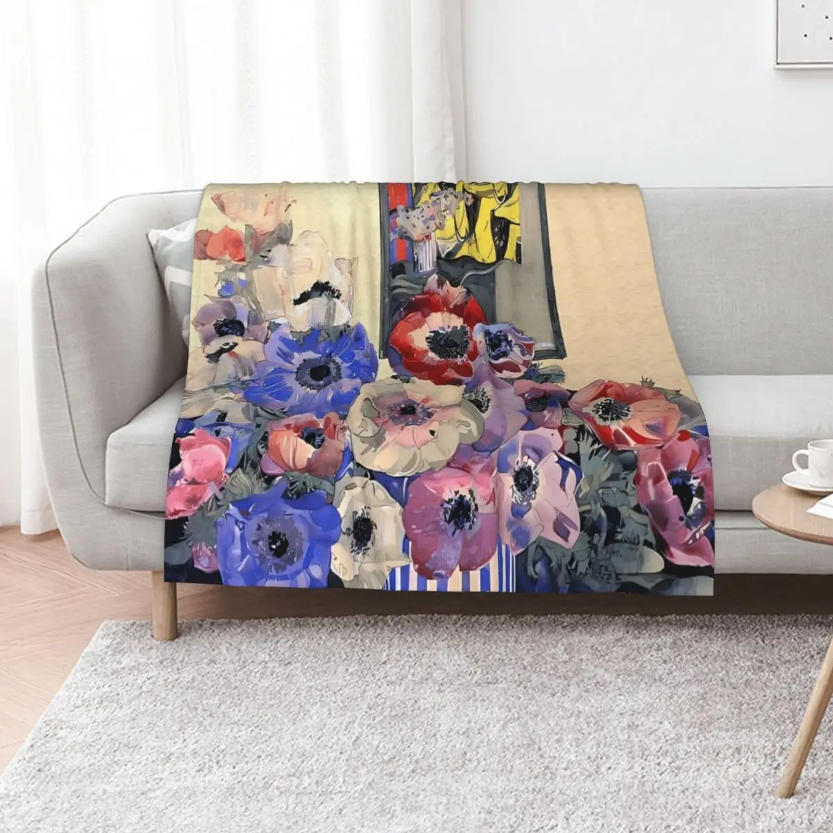 Charles Rennie Mackintosh Still Life Of Anemones Throw Blanket Shaggy blankets ands Vintage Designers Blankets