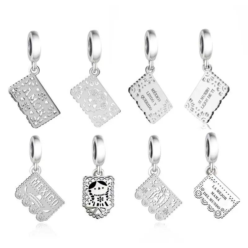 FC Jewelry Fit Original Charm Bracelet  925 Sterling Silver Papel Picado CONTIGO HASTA MUERTE Pendant Bead For Making Berloque