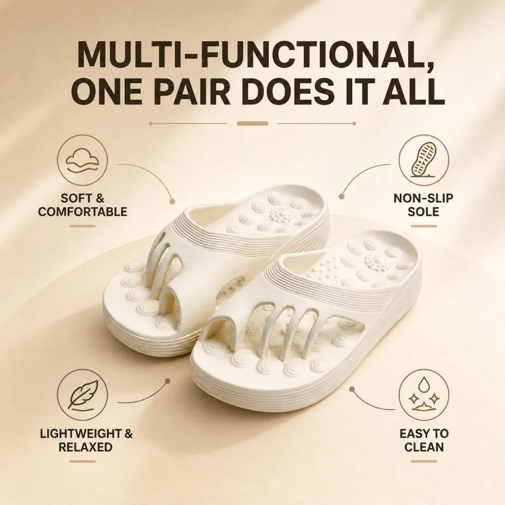 Bunion Relief Five Toe Separator Slippers Massage EVA Arch Support Slippers Non-Slip Open-toe Bunion Friendly Slippers Unisex - view 5