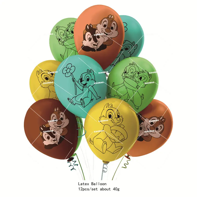 Chip and Dale Theme Birthday Party Decorations Paper Plates Cups Cake Topper Balloons Happy Birthday Sticker Kids Supplies Decor