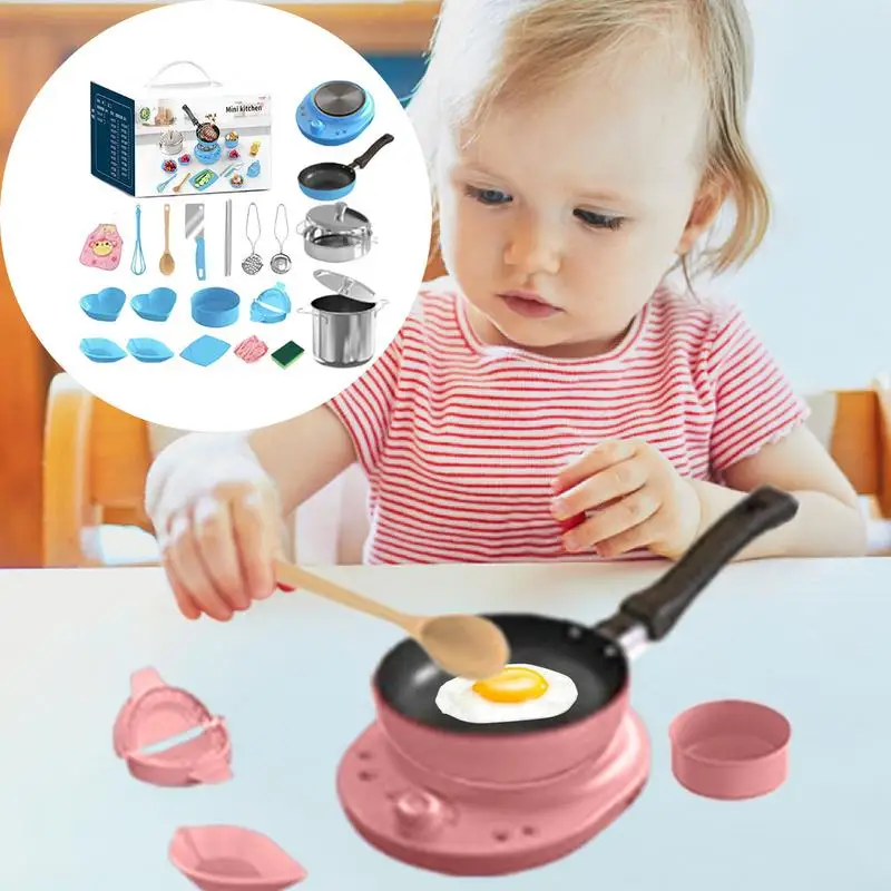 Kids Kitchen Toys 22X Pretend Toy Kitchen Accessories Small Realistic Cooking Utensils Child-Safe For Fine Motor Skill