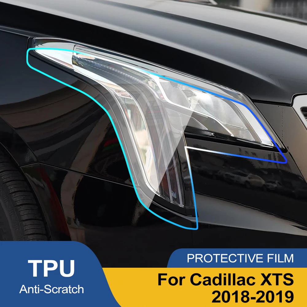 

Custom Fit for Cadillac XTS 2018-2019 High-Gloss Smoke Black Headlight Protective Film TPU PPF Pre Cut Anti-Scratch Vinyl Kit