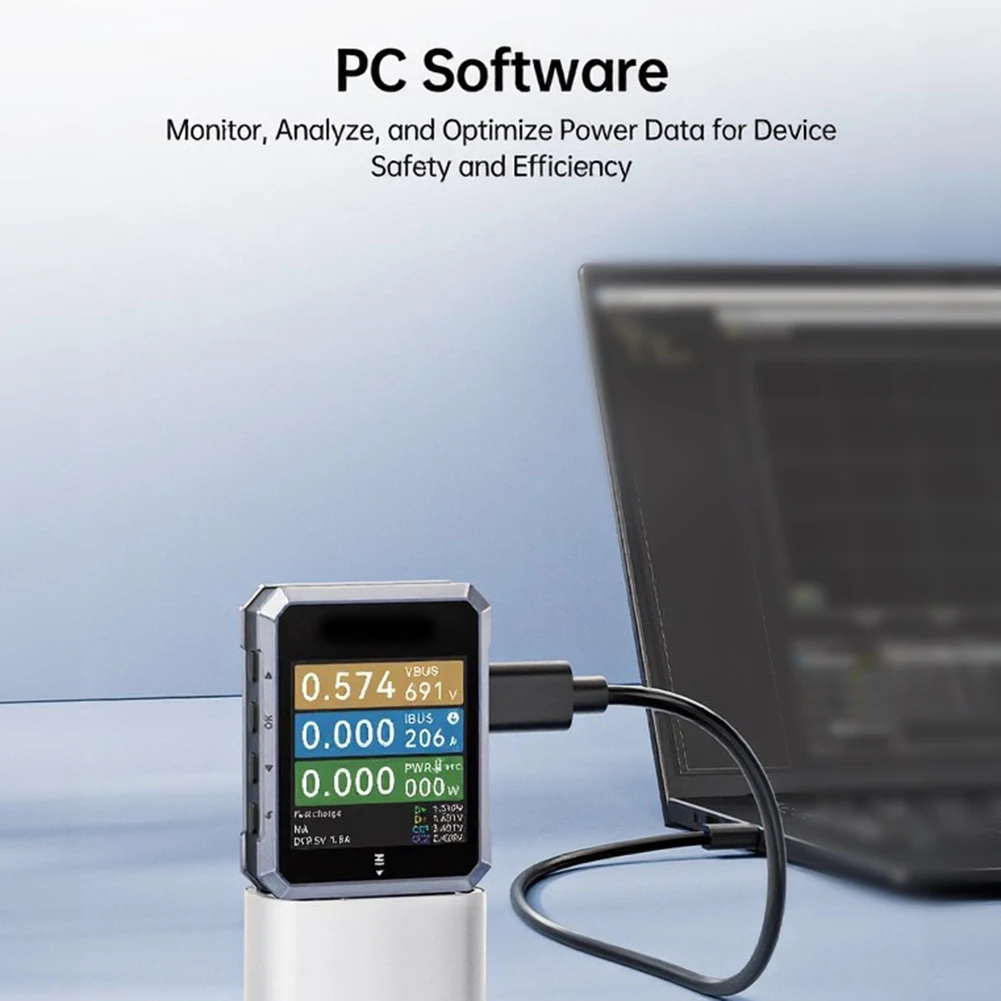 240W USB C Power Meter for PD 3.1 Charging Testing Real Time Visualization 1.54 Inch LCD Gravity Sensor Display