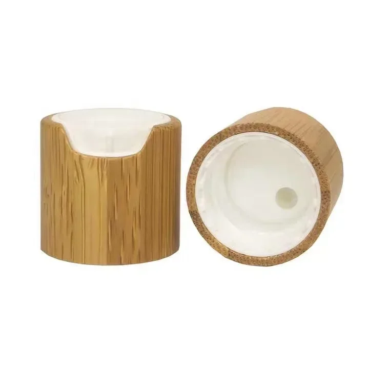 Wholesale Factory Bamboo White Black Disc Top Cap Stock Bamboo Disc Cap Black White Transparent Plastic Inner Wood Bamboo Lid