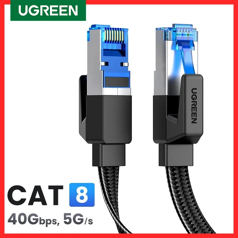 UGREEN Ethernet Cable CAT8 40Gbps Cotton Braided PVC Network Lan Cord for PC Modem Laptop PS 5/4 Router RJ45 Cable Ethernet