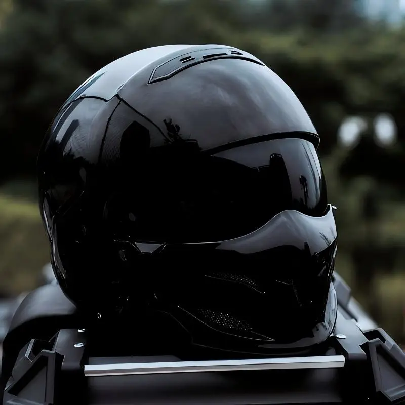 Retro Motorcycle Helmet Full-Face Helmet Cruise Full-Face Helmet Retro Three-Quarter Helmet Unisex Summer All-Season Scorpion Helmet Combination Half Helmet