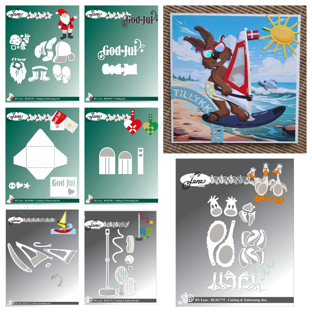 

Ducks Santa Claus Windsurfer Pole Tennis Metal Cutting Dies for DIY Album Calendar Decoration Handmade Greeting 2025 July New