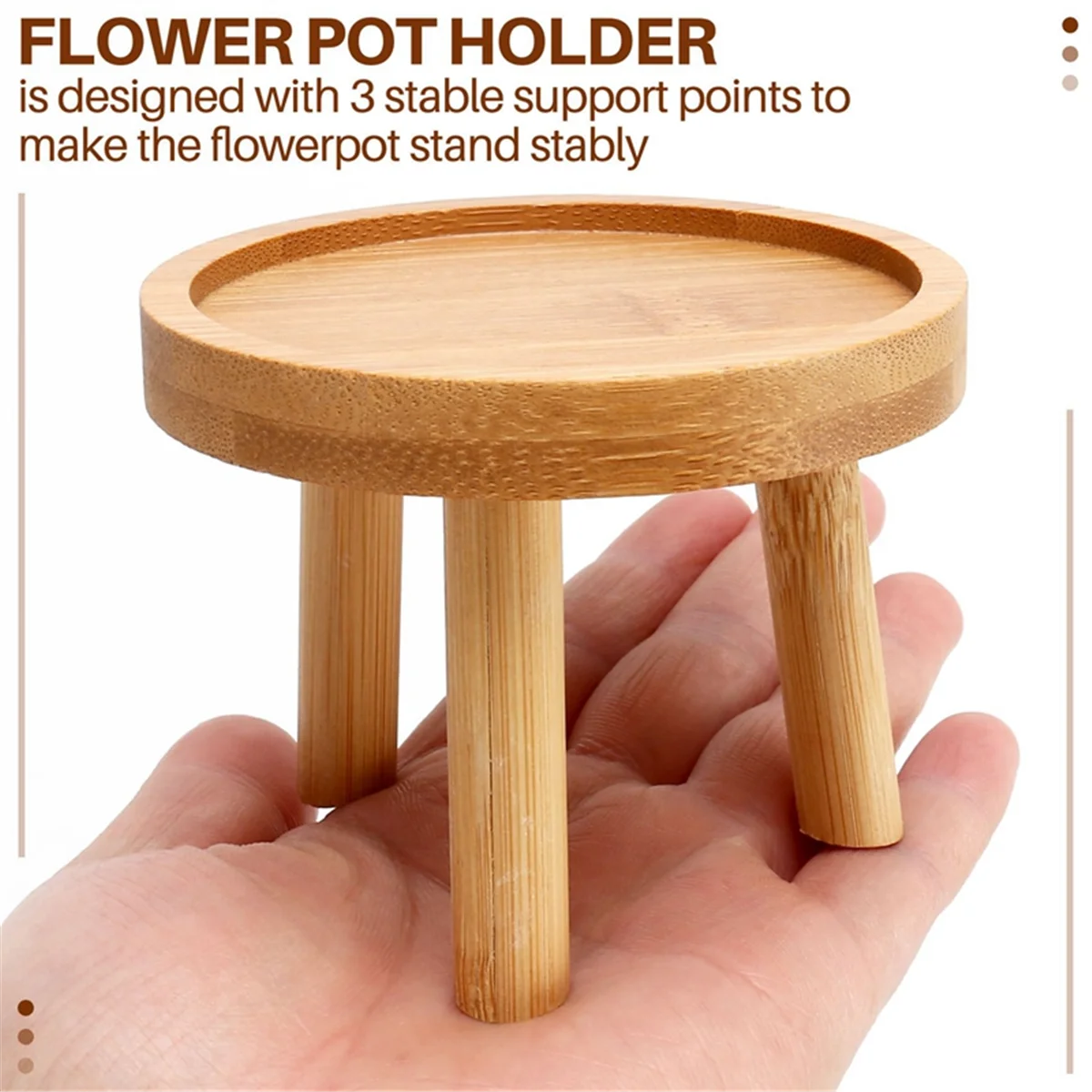 Soporte de madera para plantas, Base para maceta, taburete alto, balcón, estante redondo para flores suculentas para interior y exterior