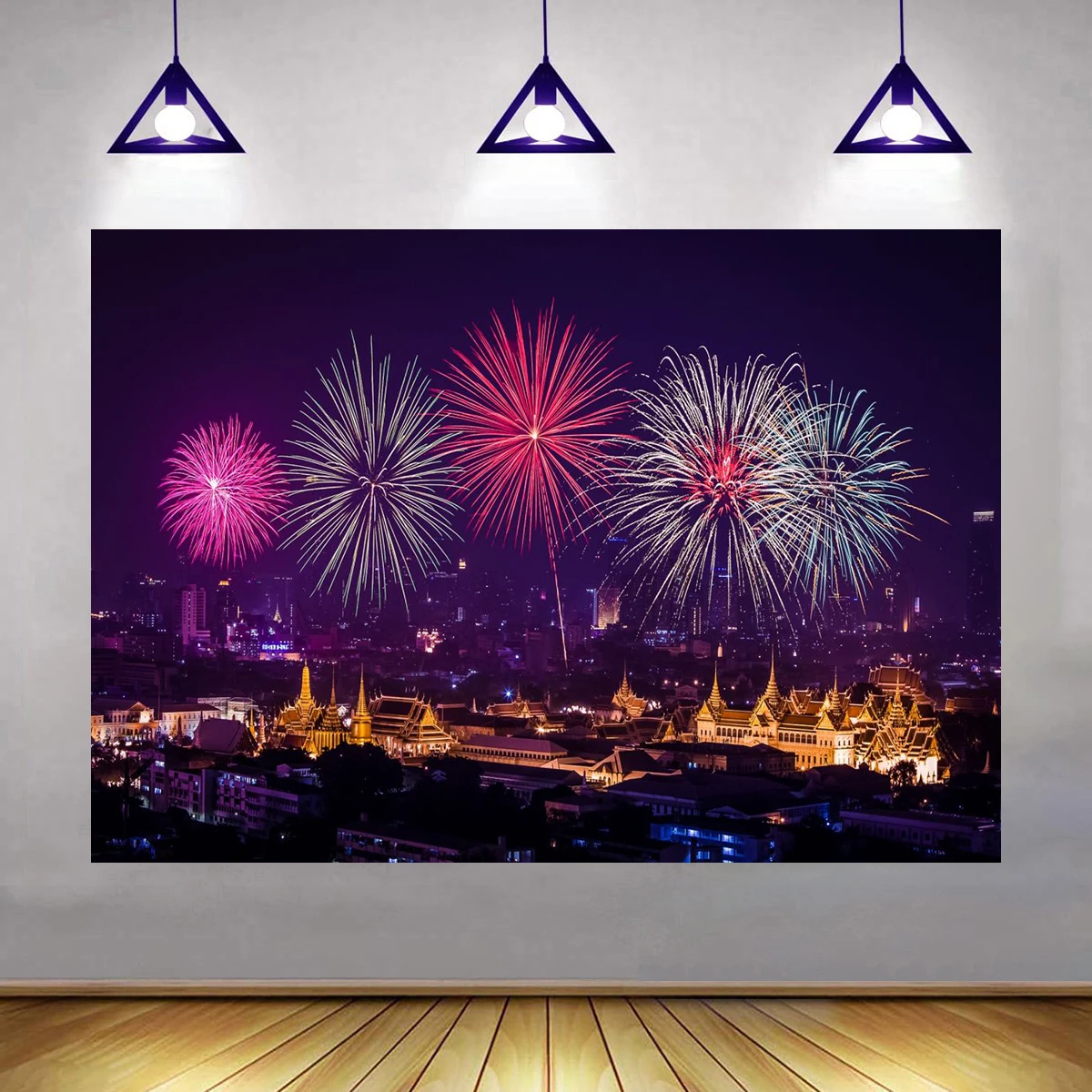 

Fireworks Celebration Famous City Counting Down Activities Backdrop Photography Family Festival Party Background Decorations