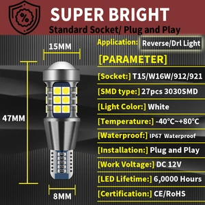 2x W16W T15 921 LED Reverse Light Blub -Glühbirne zu Toyota Rav4 Yaris Vitz Avalon Sienna Tacoma Highlander Sequoia Matrix 4 Korridor 10 Hauptverkäufe Sequoia LED - №6