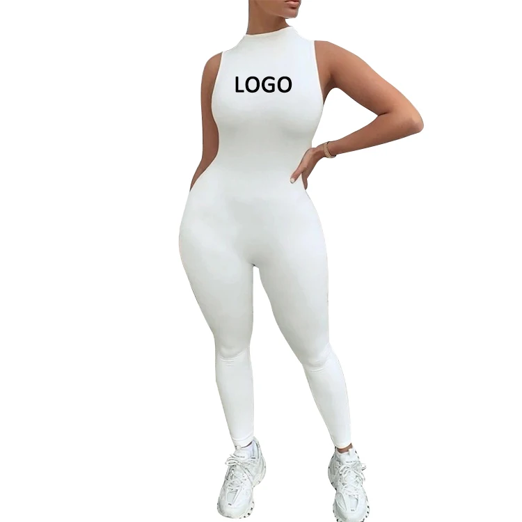 Groothandel Kleding Leveranciers Vrouwen Een Stuk Vrouwen Jumpsuits Custom Logo Mouwloze Jumpsuit