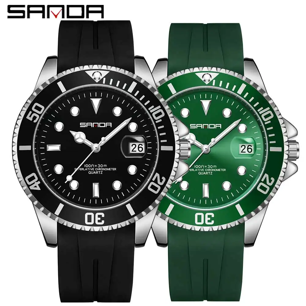 SANDA Hot Sell Men Quatrz Watch Sport Mens Watches Top Brand Luxury Waterproof Silicone Quartz Clock Men Relogio Masculino 7018