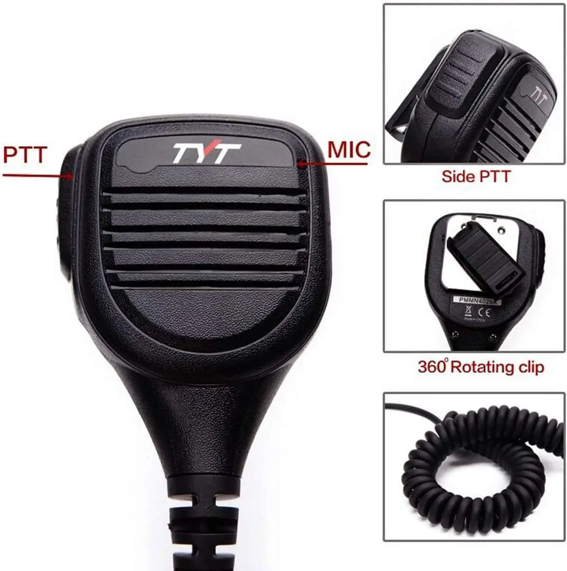 5PCS TYT 2 Pin PTT MD-UV390 Rainproof Shoulder Speaker Mic K-Plug Microphone for TYT MD-UV380 Baofeng UV-5R Two Way Radio
