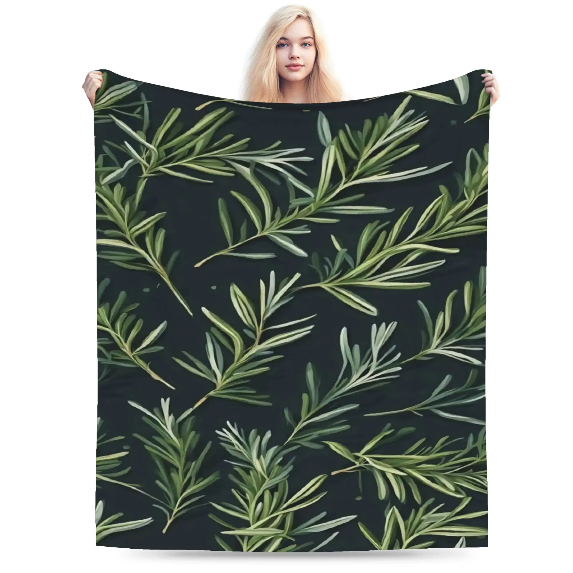 New Arrival Olive Green Foliage Blankets Soft Flannel  Relax Throw Blanket Machine Washable