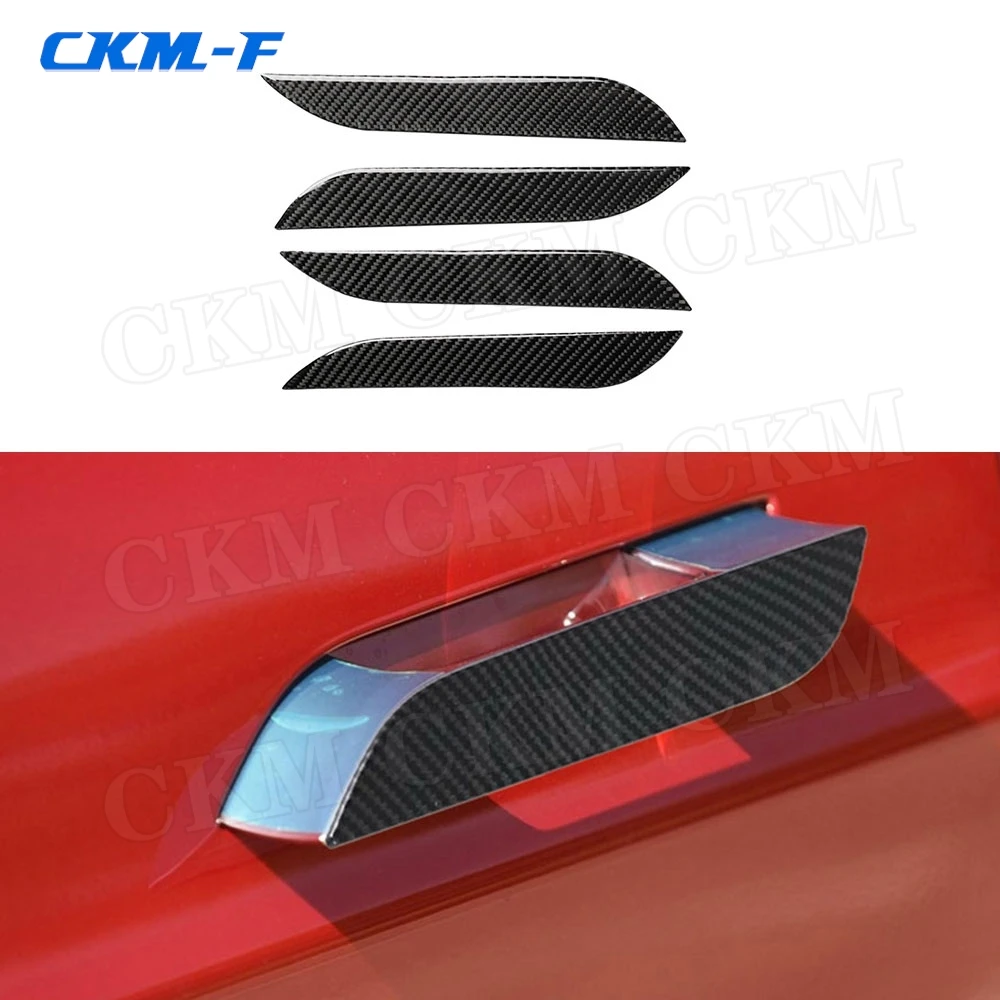 

4 PCS/Set Carbon Fiber Car Door Handles Exterior Trims Cover Stickers For Tesla Model S 2015-2019 Car Styling