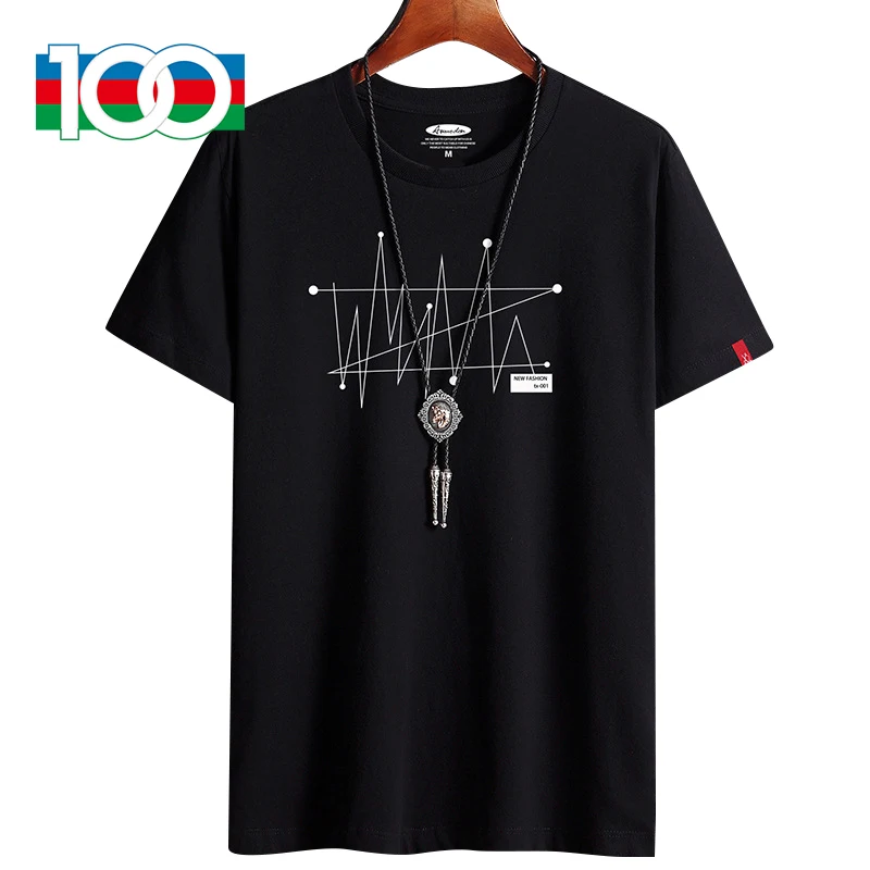 Factory wholesale price short sleeve t-shirt men\'s summer new round neck cotton loose large men\'s port style top with botto