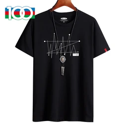 Factory wholesale price  short sleeve t-shirt men's summer new round neck cotton loose large men's port style top with botto