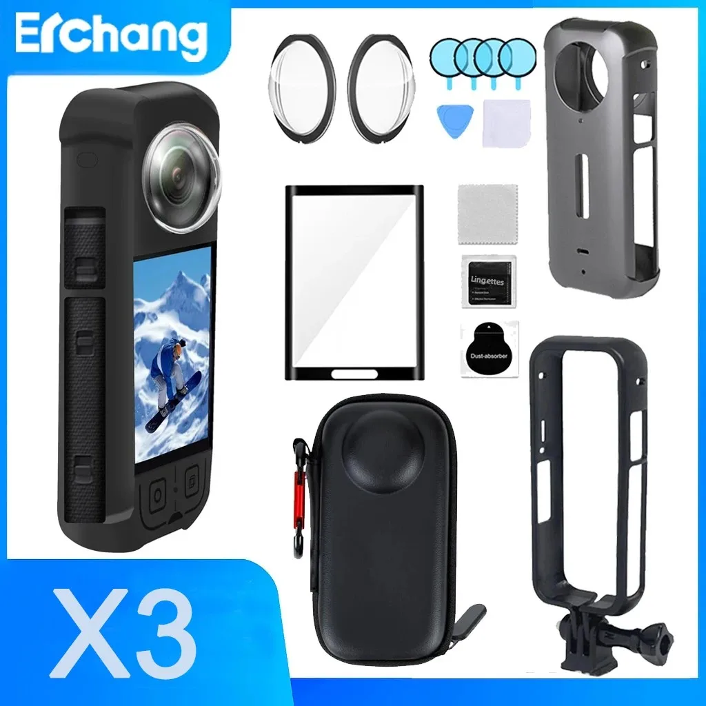 Kit d'accessoires pour Insta360 X3 X4 X5, cadre de protection, sac de rangement, étui de protection d'écran pour accessoire Insta 360