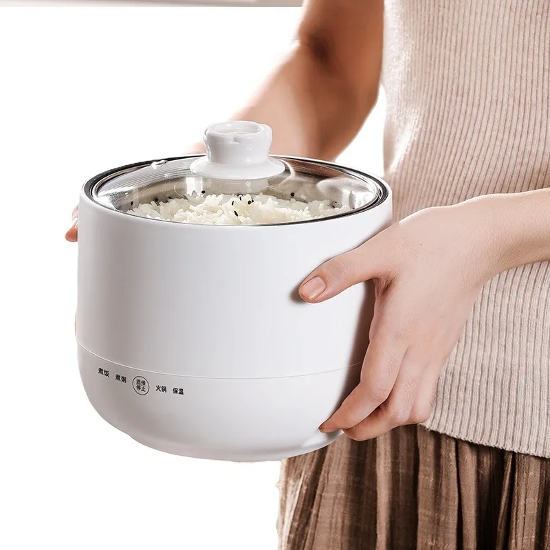110V 220V 400W 1.8L glass cover PP body non-stick coating Multifunctional small rice cooker with spoon