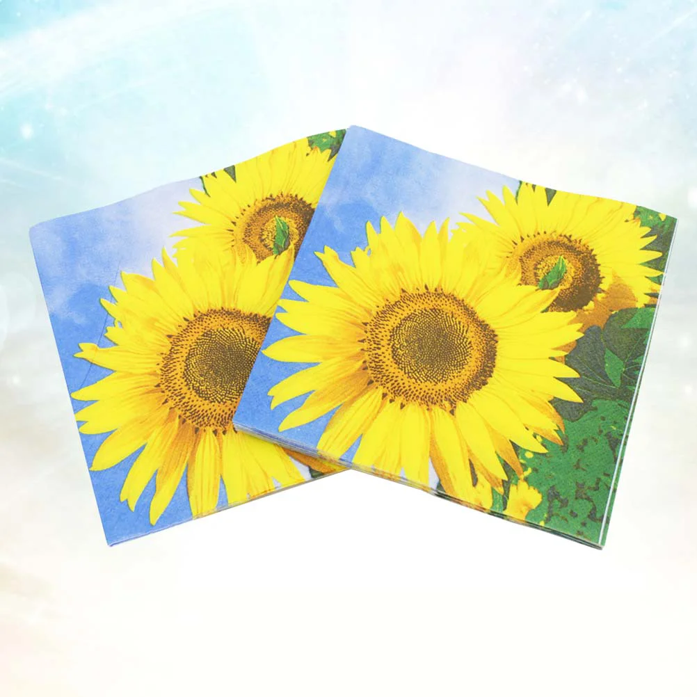 

20 Sheets Sunflower Printed Napkins Disposable Tissue Napkin Party Supplies