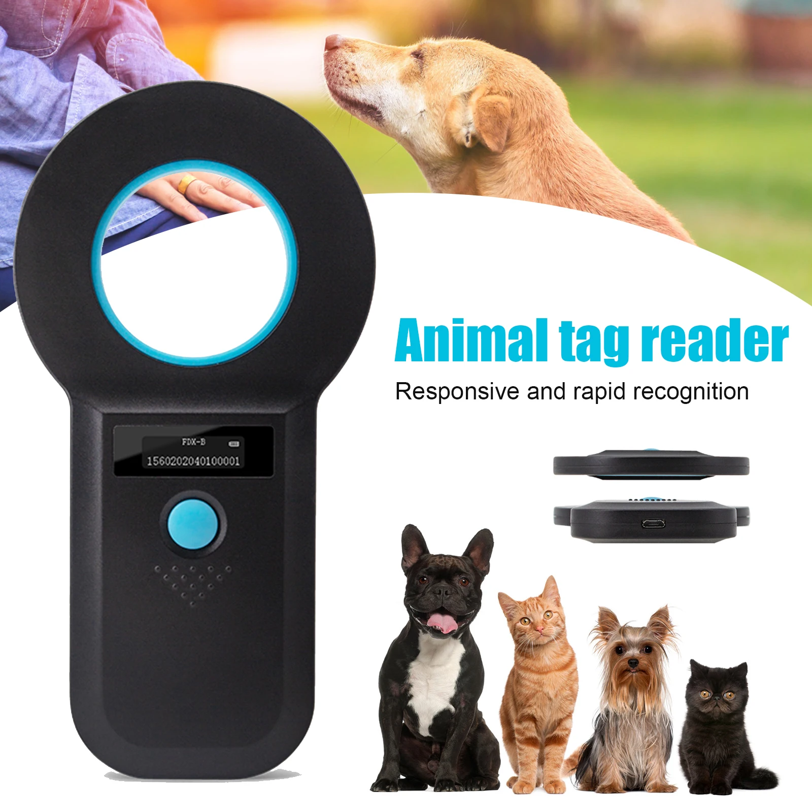 Microchip Scanner Reader RFID EMID  Data Storage Animal Tag Scanner With Stable  Stable OLED Display For ISO