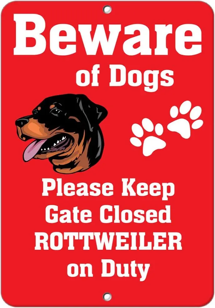 Fastasticdeals Rottweiler Dog Beware of Fun Novelty Metal Sign