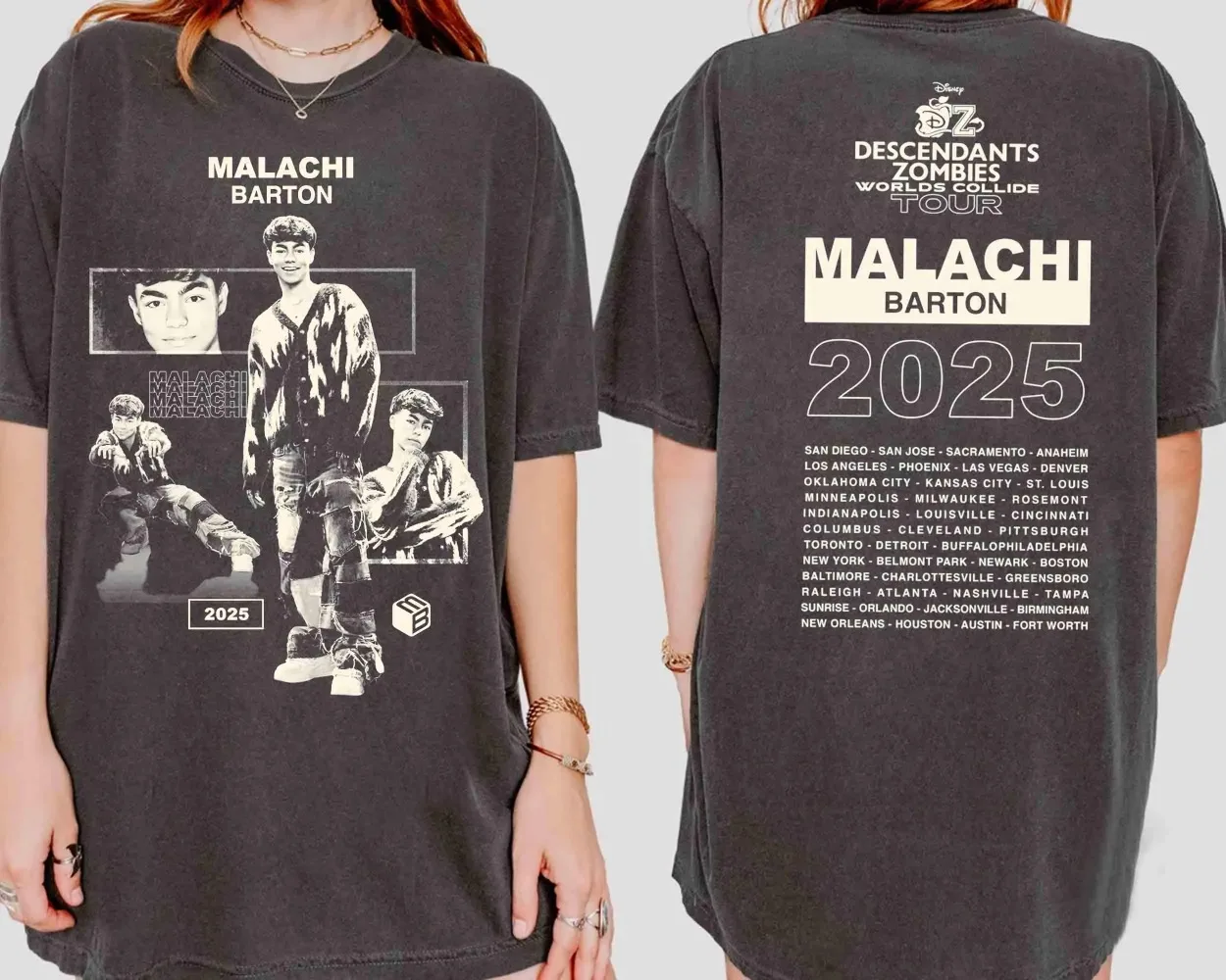 Malachi Barton T-shirt Descendants Zombies Worlds Collide Tour The Rise of Red Tee Descendants Concert Harajuku Tops Harajuku